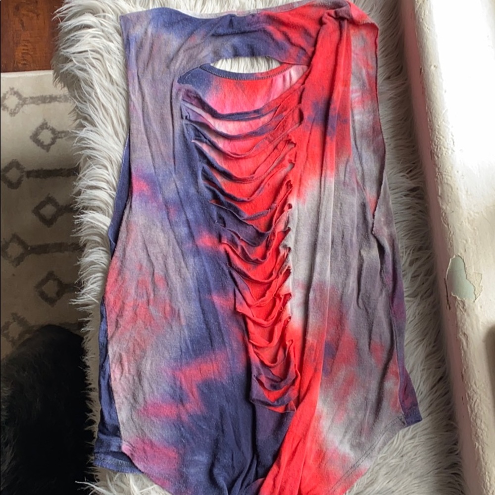 Tie dye tank top with slit back
